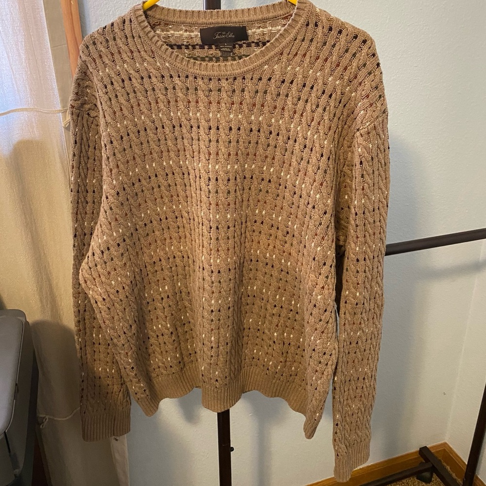 Tasso Elba || Cotton Knit Cozy Crewneck Grandpa Sweater Size L